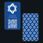 Groovy Custom QR CODE Bar Bat Mitzvah Blue Stars Informatiekaartje<br><div class="desc">Perfecte bijsluiterkaart om op te nemen met een bar of bat mitswa uitnodiging! Hand gemaakte kunst voor u met een ster van David en patroon op de achterkant! VOLLEDIG ! Klik op "Personaliseren" hierboven om de tekst te bewerken. Klik op "bewerken met behulp van design tool" om de lettertypen, kleuren...</div>