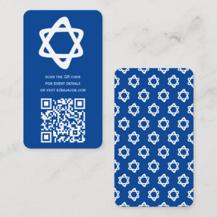 Groovy Custom QR CODE Bar Bat Mitzvah Blue Stars Informatiekaartje