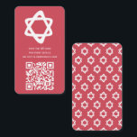 Groovy Custom QR CODE Bar Bat Mitzvah Roze Sterren Informatiekaartje<br><div class="desc">Perfecte bijsluiterkaart om op te nemen met een bar of bat mitswa uitnodiging! Hand gemaakte kunst voor u met een ster van David en patroon op de achterkant! VOLLEDIG ! Klik op "Personaliseren" hierboven om de tekst te bewerken. Klik op "bewerken met behulp van design tool" om de lettertypen, kleuren...</div>