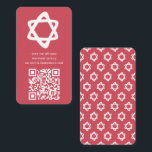 Groovy Custom QR CODE Bar Bat Mitzvah Roze Sterren Informatiekaartje<br><div class="desc">Perfecte bijsluiterkaart om op te nemen met een bar of bat mitswa uitnodiging! Hand gemaakte kunst voor u met een ster van David en patroon op de achterkant! VOLLEDIG ! Klik op "Personaliseren" hierboven om de tekst te bewerken. Klik op "bewerken met behulp van design tool" om de lettertypen, kleuren...</div>