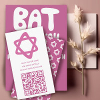 Groovy Custom QR CODE Bar Bat Mitzvah Roze Sterren