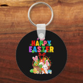 Groovy Cute Bunny Easter Egg Sket Easter Day Girls Sleutelhanger (Voorkant)