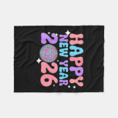 Groovy Cute Happy New Year 2026 Disco Ball  Fleece Deken (Voorkant (Horizontaal))