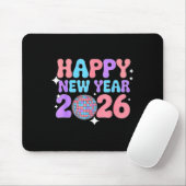 Groovy Cute Happy New Year 2026 Disco Ball Muismat (Met muis)