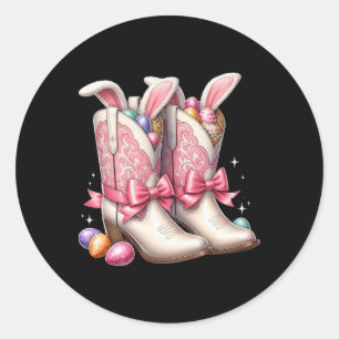 Groovy Cute Pasen Eieren Laarzen Western Cowboy Ho Ronde Sticker