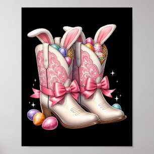 Groovy Cute Pasen Eieren Laarzen Westerse Cowboy H Poster