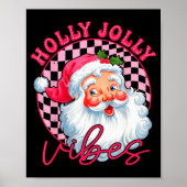 Groovy Cute Santa Claus Christmas Vibes Xmas Women Poster (Voorkant)