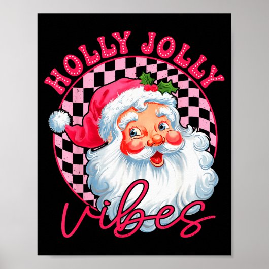 Groovy Cute Santa Claus Christmas Vibes Xmas Women Poster (Voorkant)
