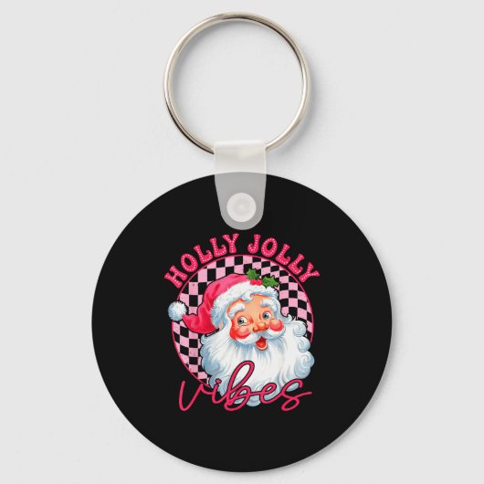 Groovy Cute Santa Claus Christmas Vibes Xmas Women Sleutelhanger (Voorkant)