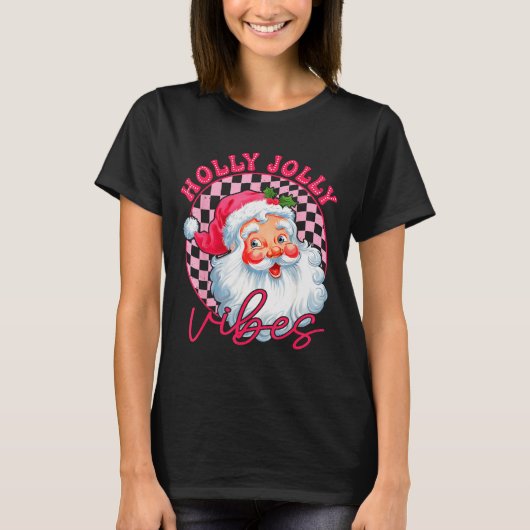Groovy Cute Santa Claus Christmas Vibes Xmas Women T-shirt (Voorkant)