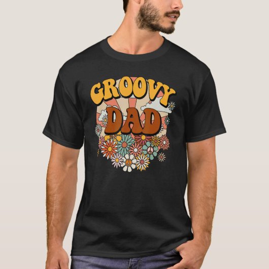 Groovy Dad Retro Matching Family Flowers Papa T-shirt (Voorkant)