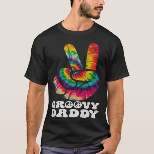 Groovy Daddy Peace Sign Hand Tie Dye T-shirt (Voorkant)