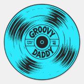 Groovy Dady Record Soul en Funk 70s Cool Father's Ronde Sticker (Voorkant)
