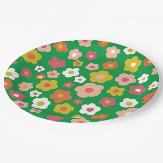 Groovy Daisies Bloemen VERJAARDAG PARTY CUSTOM Papieren Bordje (Gekanteld)