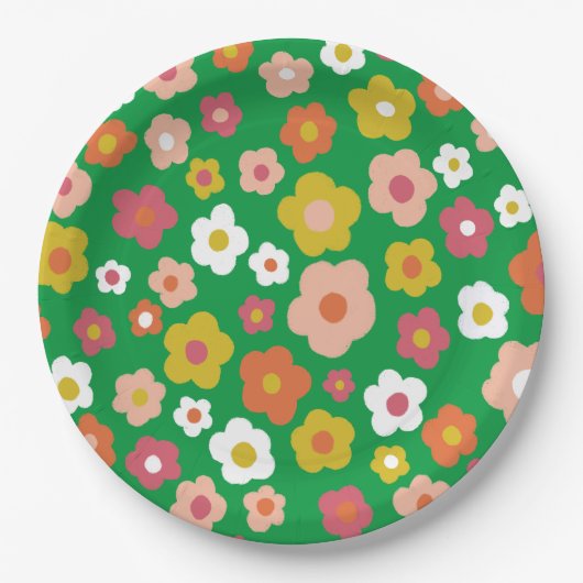 Groovy Daisies Bloemen VERJAARDAG PARTY CUSTOM Papieren Bordje (Voorkant)