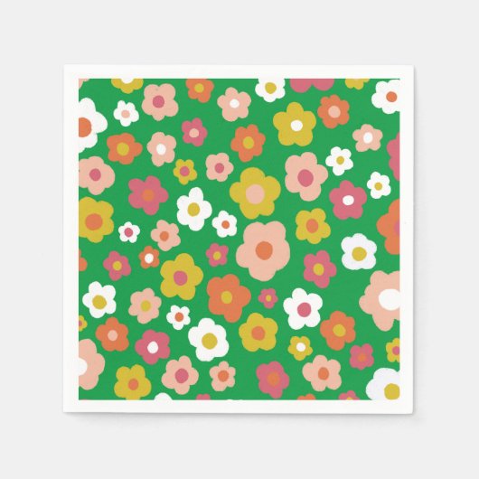 Groovy Daisies Bloemen VERJAARDAG PARTY CUSTOM Servet (Voorkant)