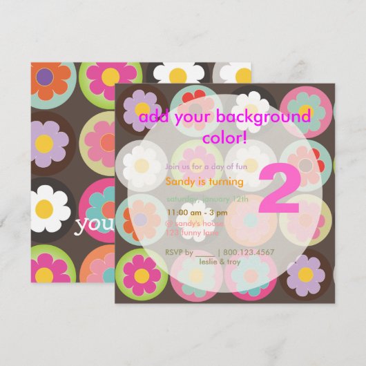 Groovy Daisies/BrightStor Zestig Birthday Party Kaart (Voorkant / Achterkant)