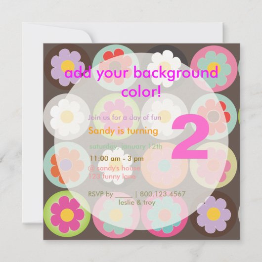 Groovy Daisies/BrightStor Zestig Birthday Party Kaart (Voorkant)