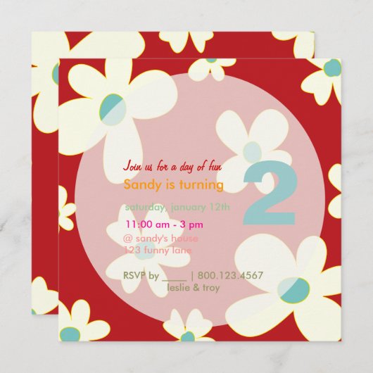 Groovy Daisies/DIY background/Birthday Party Kaart (Voorkant / Achterkant)