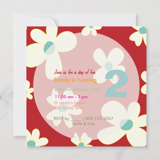 Groovy Daisies/DIY background/Birthday Party Kaart (Voorkant)