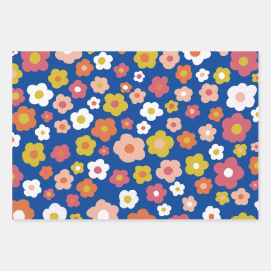 Groovy Daisies Floral Kleurrijke Leuke Verjaardag  Inpakpapier Vel (Voorkant)