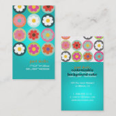 Groovy Daisies, fluorescerend aqua Visitekaartje (Voorkant / Achterkant)