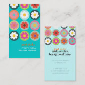 Groovy Daisies, fluorescerend blauwgroen Visitekaartje (Voorkant / Achterkant)