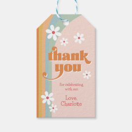 Groovy Daisies Girl's verjaardag Dank je wel Cadeaulabel