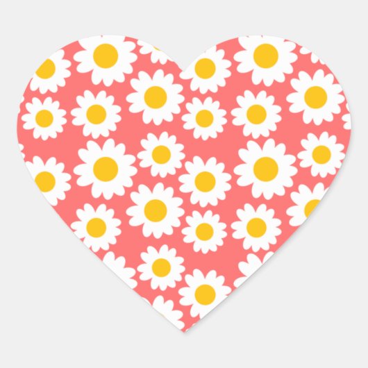 Groovy Daisies Hart Sticker (Voorkant)
