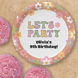 Groovy Daisies Hippie Foto Meisje Verjaardag Papieren Bordje