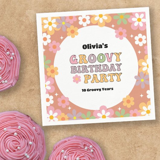 Groovy Daisies Hippie Meisje Verjaardag Servet