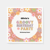 Groovy Daisies Hippie Meisje Verjaardag Servet (Voorkant)