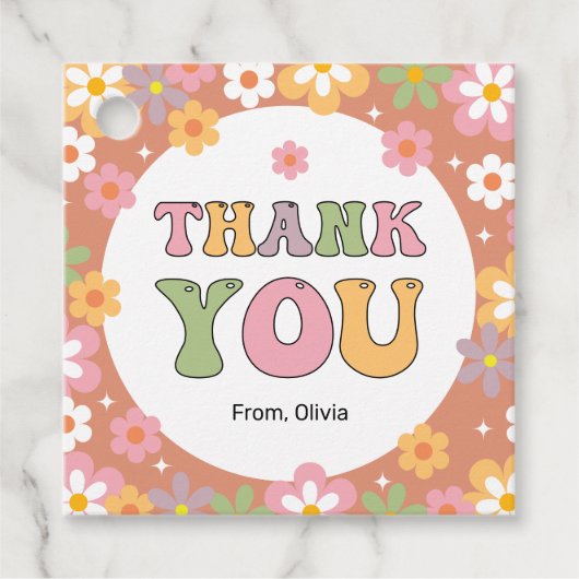 Groovy Daisies Hippie Verjaardag Bedankt Bedankjes Labels (Voorkant)