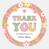 Groovy Daisies Hippie Verjaardag Bedankt Ronde Sticker (Voorkant)