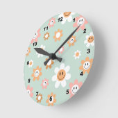 Groovy Daisies Wall Clock Ronde Klok (Hoek)