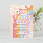 Groovy Daisy 1e verjaardagsuitnodiging Kaart (Staand voorkant)