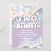 Groovy Daisy 2de verjaardagsuitnodiging Kaart (Voorkant)