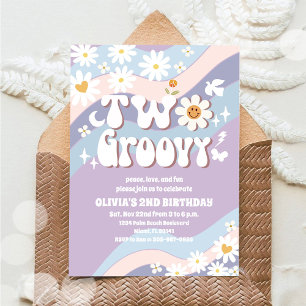 Groovy Daisy 2de verjaardagsuitnodiging Kaart