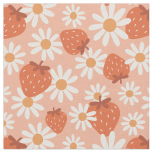 Groovy Daisy Aardbeienprint Zomer Lente Roze Stof