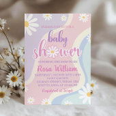 Groovy Daisy Baby shower Invitation Kaart