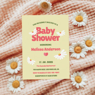 Groovy Daisy Baby shower met gele achtergrond Kaart