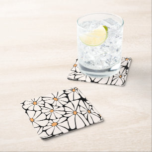 Groovy Daisy Bloem Boho Retro Kartonnen Onderzetters
