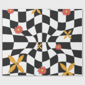 Groovy Daisy Bloem Checkerboard, Y2K 90s Inpakken Cadeaupapier (Vlak)