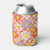 Groovy Daisy Bloemen Checkerboard, Y2K 90s, Y2K Blikjeskoeler (Blikje Voorkant)