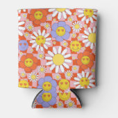 Groovy Daisy Bloemen Checkerboard, Y2K 90s, Y2K Blikjeskoeler (Voorkant)