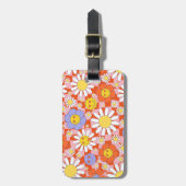 Groovy Daisy Bloemenschaakbord, Y2K 90s Bagagelabel (Voorkant verticaal)
