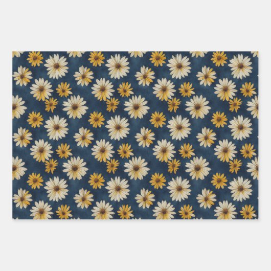 Groovy  Daisy Blue Inpakpapier Vel (Voorkant 3)
