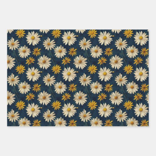 Groovy Daisy Blue Inpakpapier Vel (Voorkant)