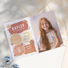 Groovy Daisy Boho Laten we feest vieren Foto Meisj