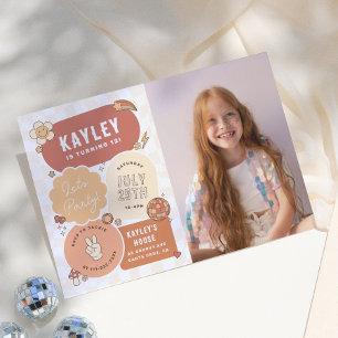 Groovy Daisy Boho Laten we feest vieren Foto Meisj Kaart